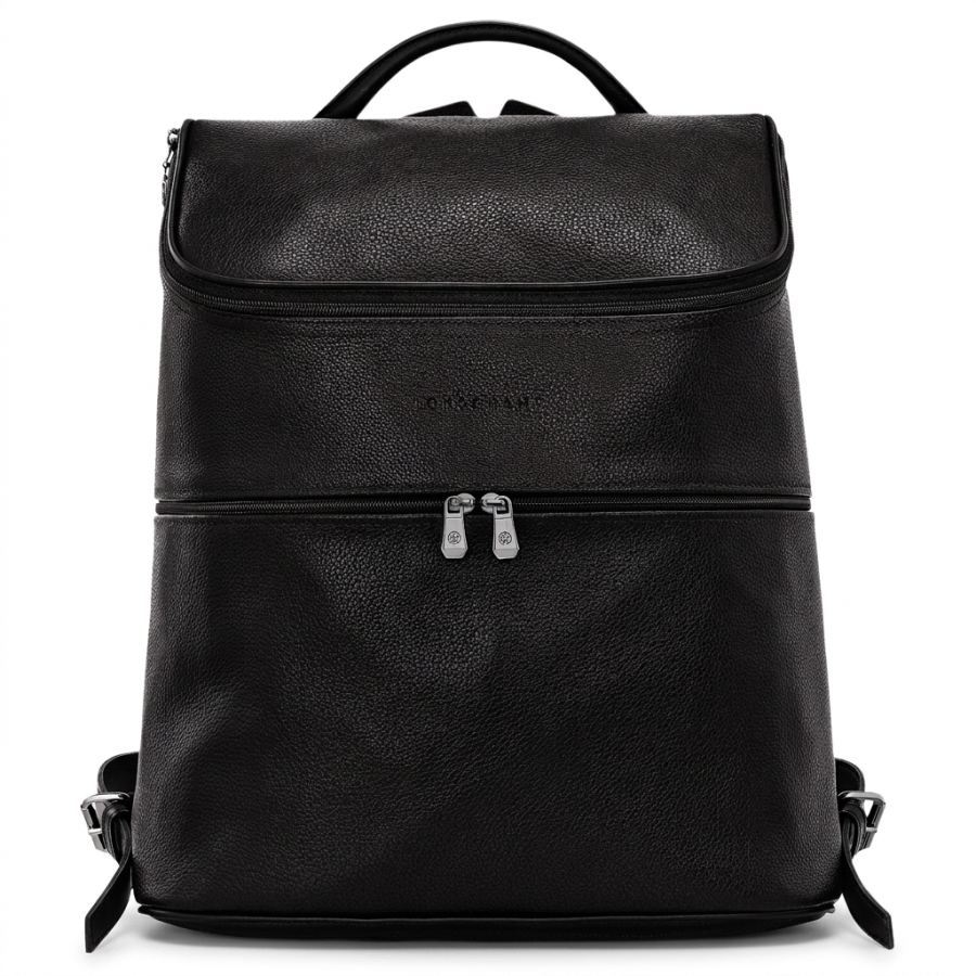 LONGCHAMP Le Foulonné Cow Leather Backpack Medium Men's Black