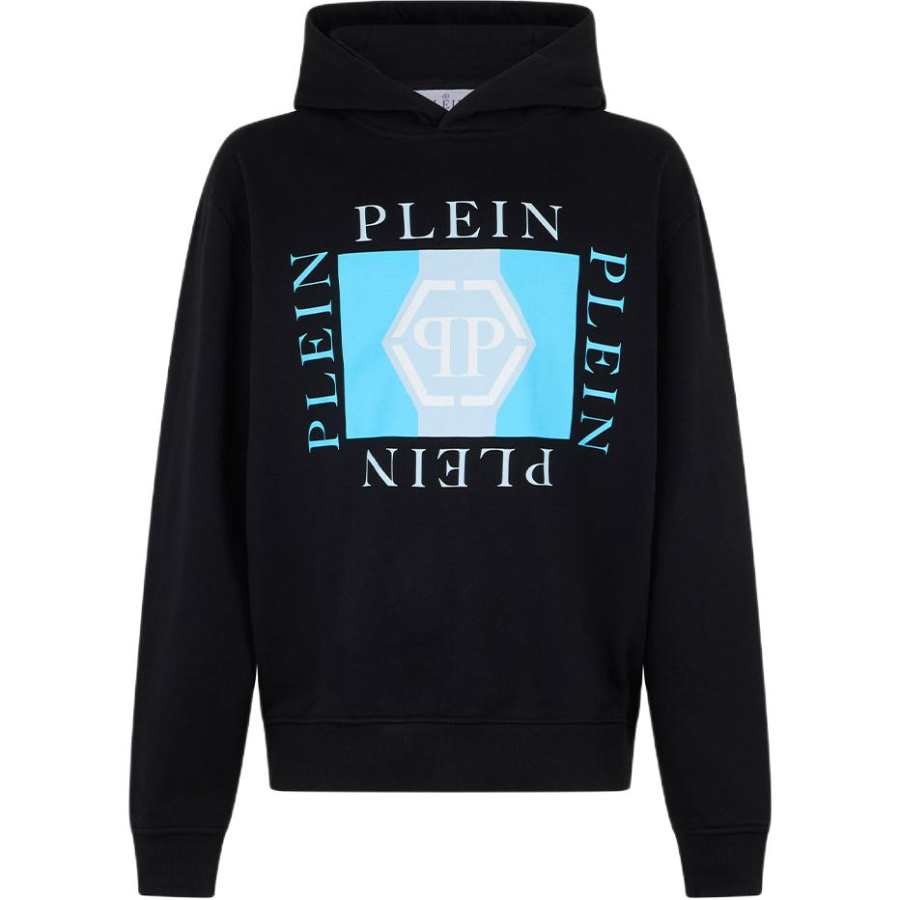 PHILIPP PLEIN Sweatshirts Men's Black Hooded Non Detachable Moderate Straight Fit