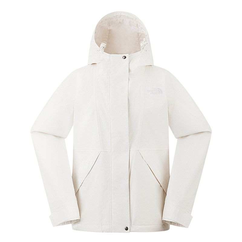 THE NORTH FACE REIGN On Windbreaker Jackets Women's QLI/Dune White Hooded Non Detachable Moderate