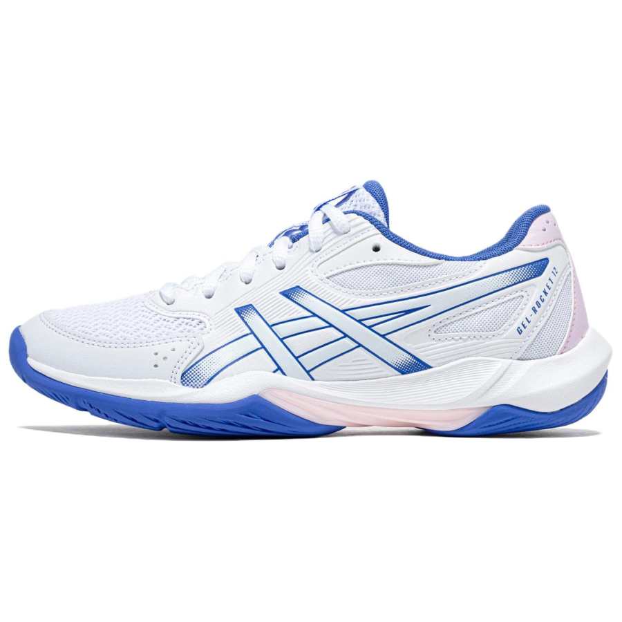 ASICS GEL ROCKET 12 Badminton Shoes Women's Low Top White Blue Pink Color Block