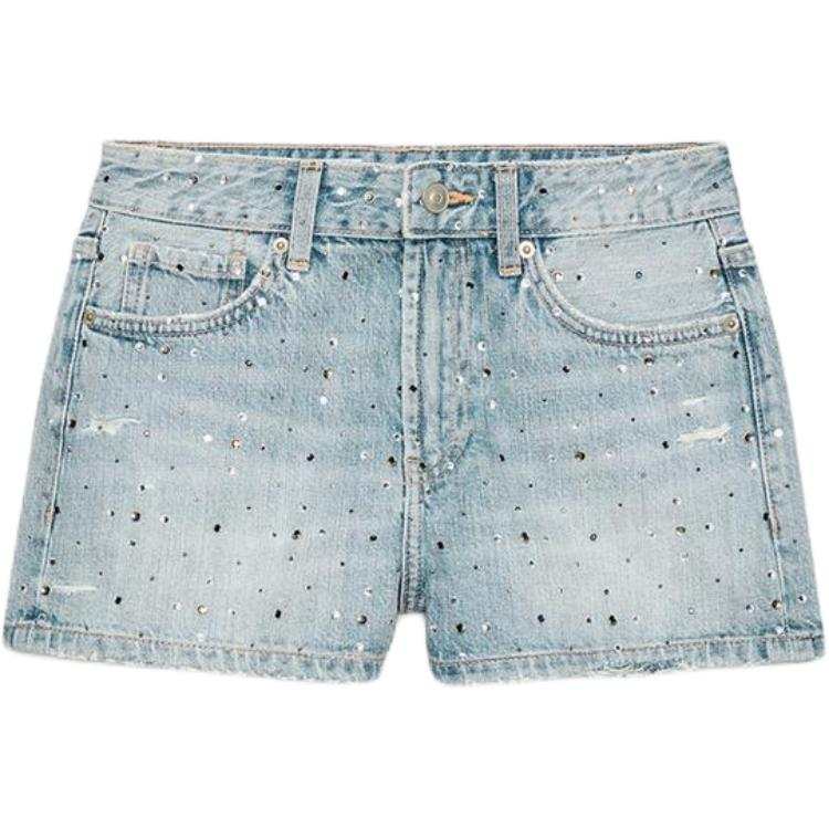 ZARA Trf Denim Shorts Women's Light Blue Moderate