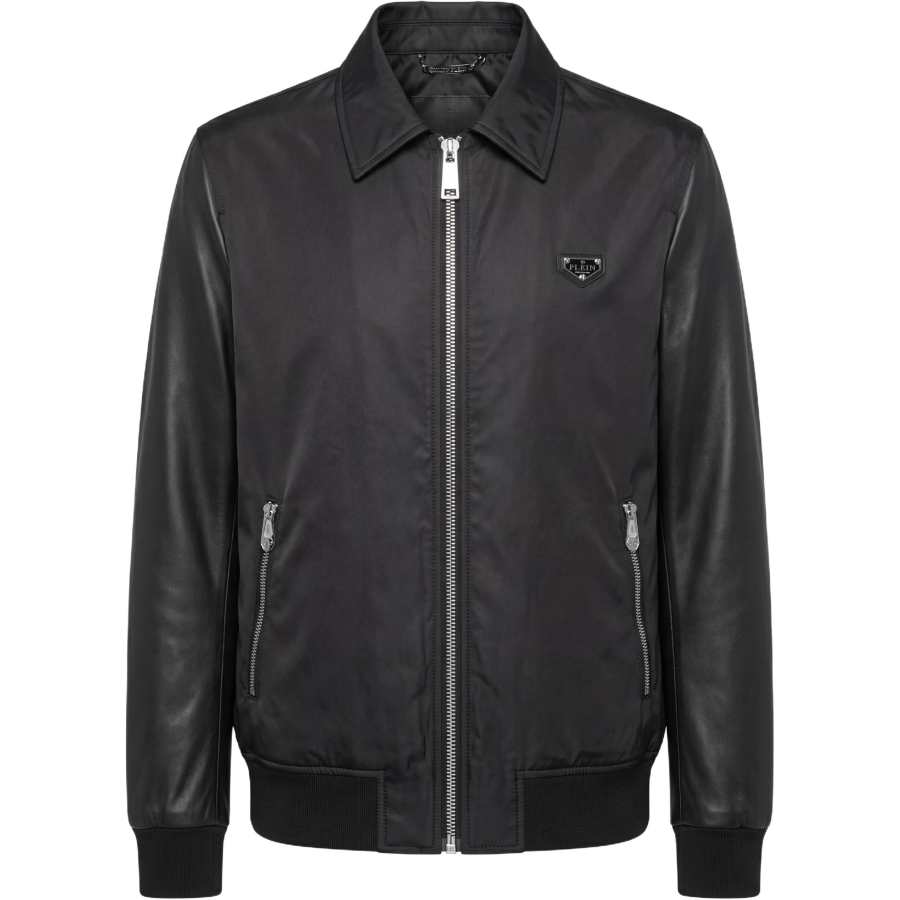 PHILIPP PLEIN Puffer Jackets Men's Black Lapel Moderate Other
