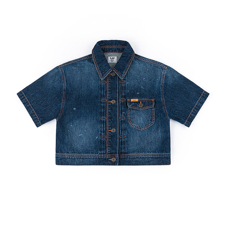 Lee Denim Jackets Women's Dark Blue Lapel Moderate Straight Fit