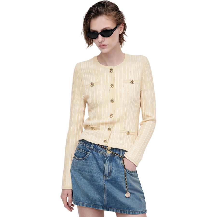 KARL LAGERFELD / Karl Lagerfeld Jeans Sweaters Women's Gold Crew Neck Moderate Other