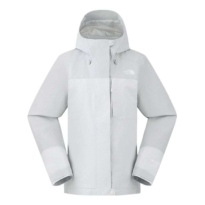 THE NORTH FACE Windbreaker Jackets Women's TBH/Feather Cloud Gray/Dune White Hooded Non Detachable Moderate