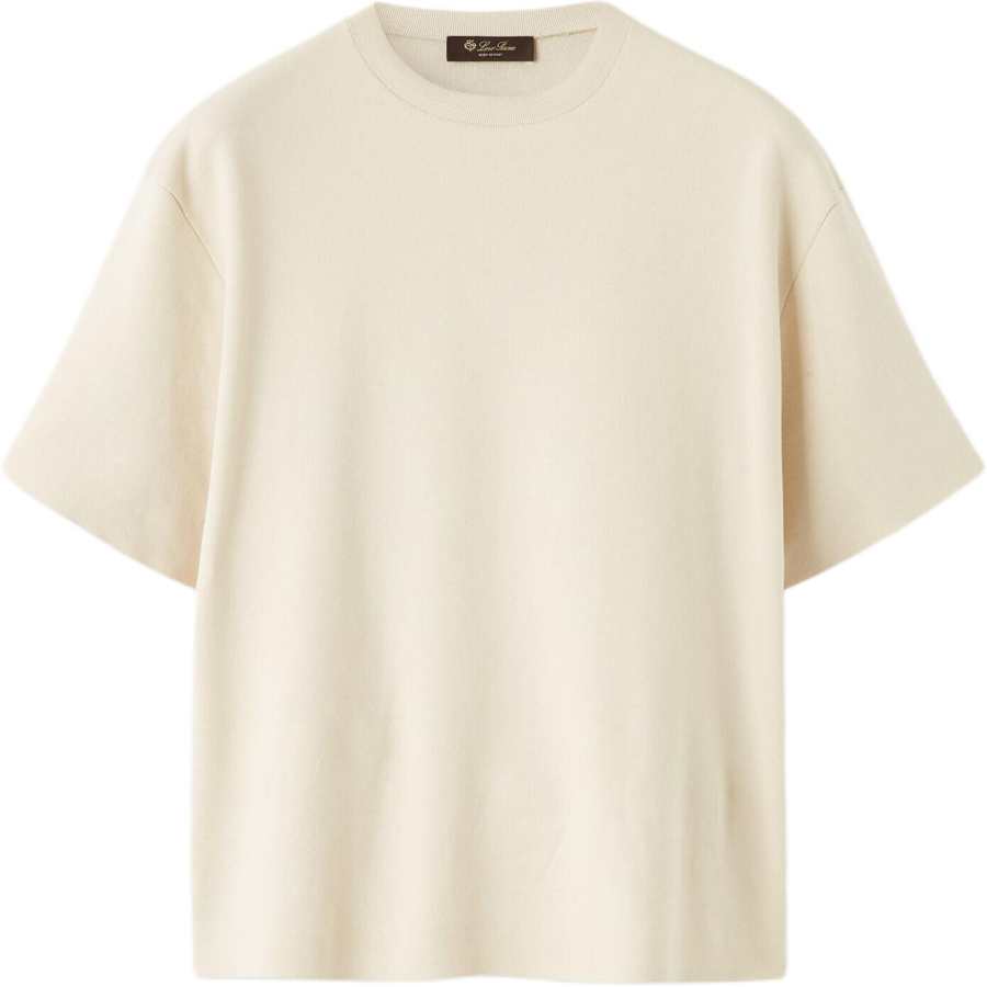 Loro Piana T Shirts Men's White Crew Neck Moderate Straight Fit