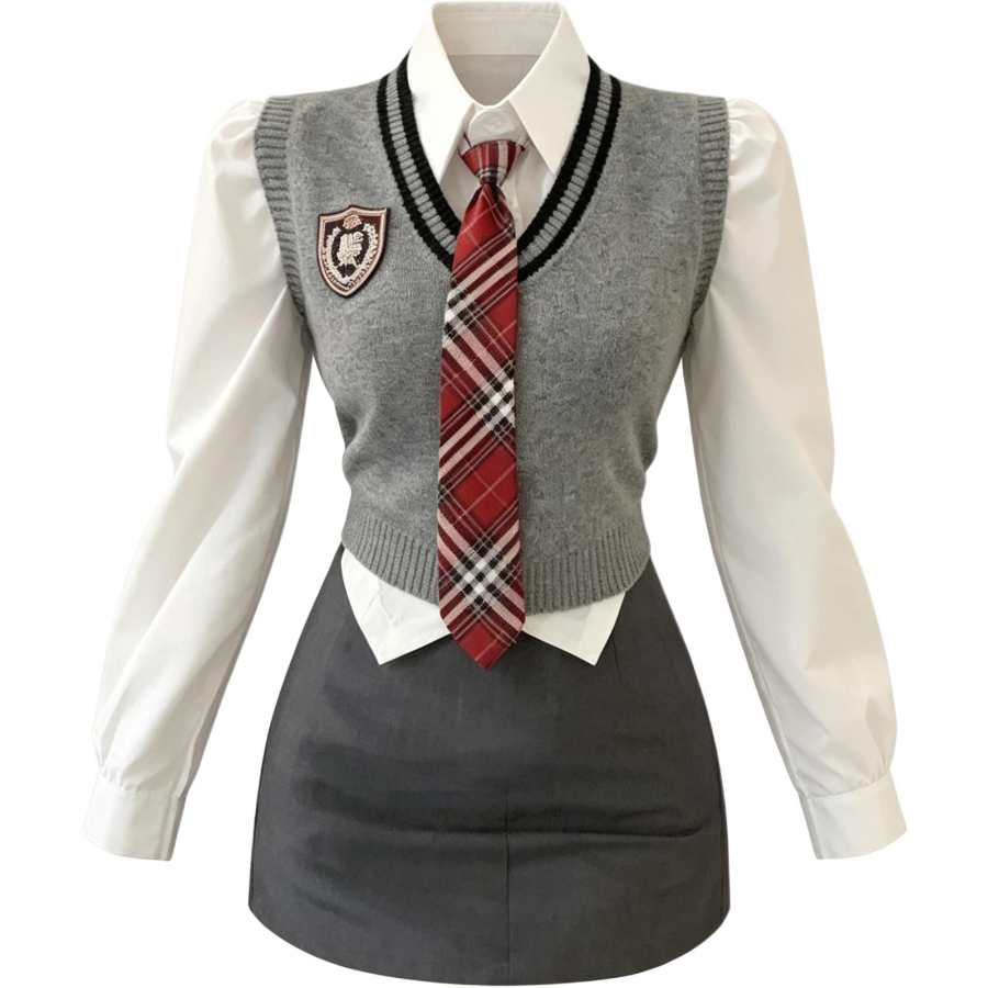 CHARM GLOW Two Piece Skirt Sets Women's Polo Collar Thickened Short Skirt