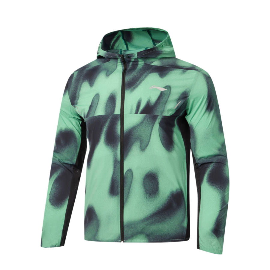 Li-Ning Li Ning Jackets Men's Emerald Green All Over Print Hooded Non Detachable Moderate