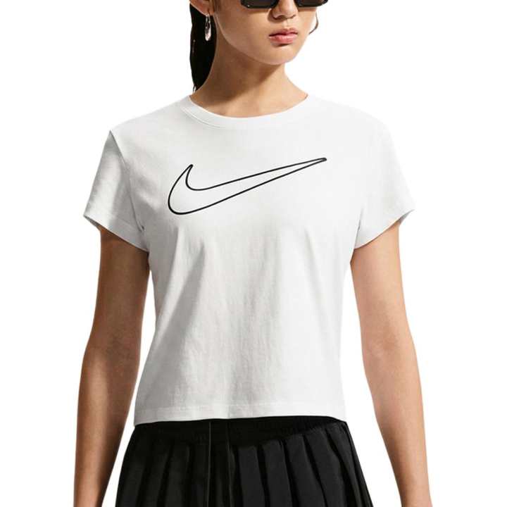 Nike Nike Club T Shirts Women's White Crew Neck Moderate