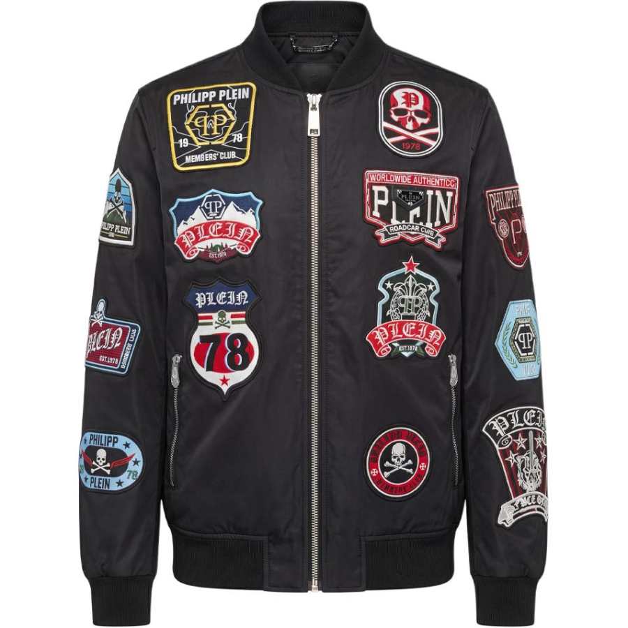 PHILIPP PLEIN Puffer Jackets Men's Black Baseball Collar Moderate