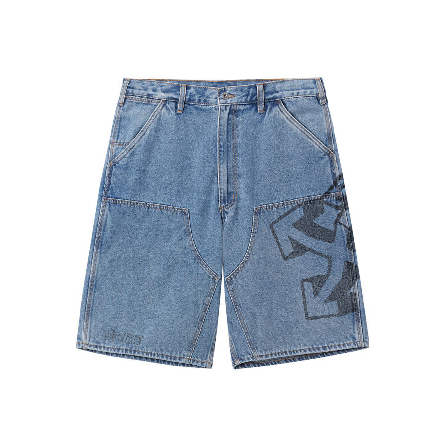 OFF-WHITE OFF WHITE Casual Shorts Unisex Blue Moderate Straight Fit Pants