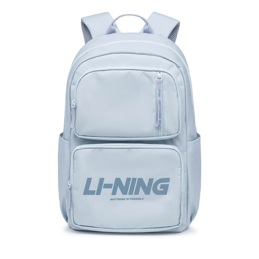 Li-Ning Li Ning Sports Life Collection Fabric Students Backpack Unisex Gray Blue
