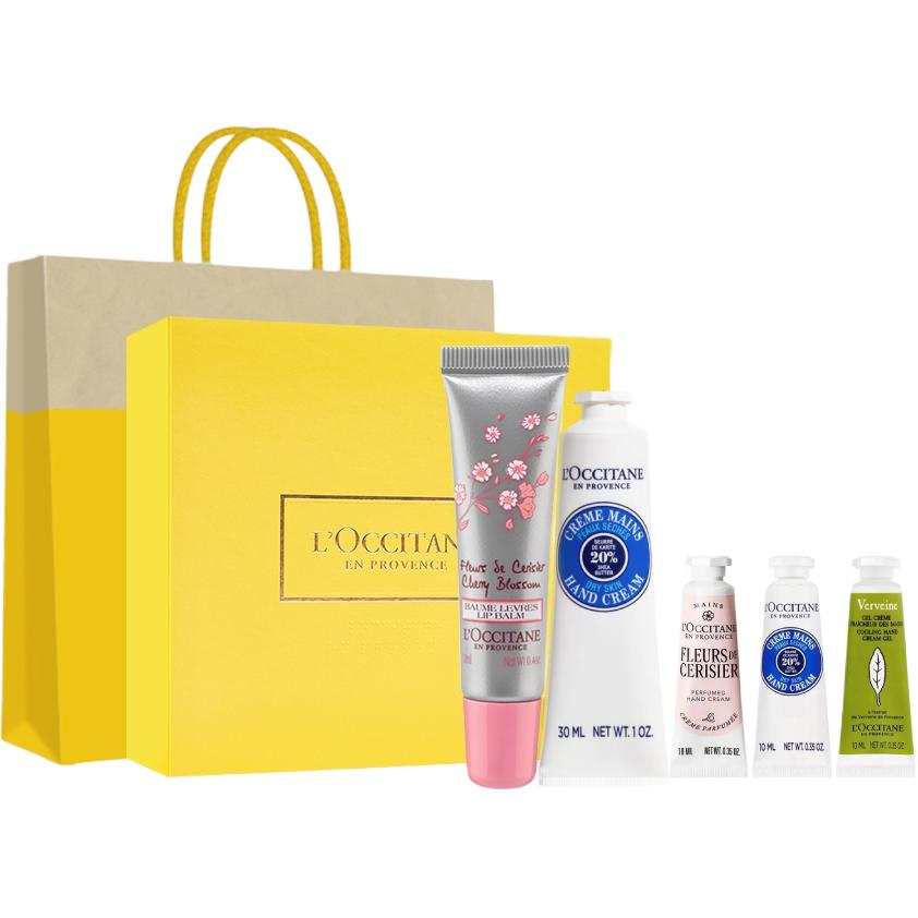 LOCCITANE Cherry Blossom Shea Rose Heart Hand Cream Lip Balm Fragrance Box Care Kits Crack Proof Aromatic Effect