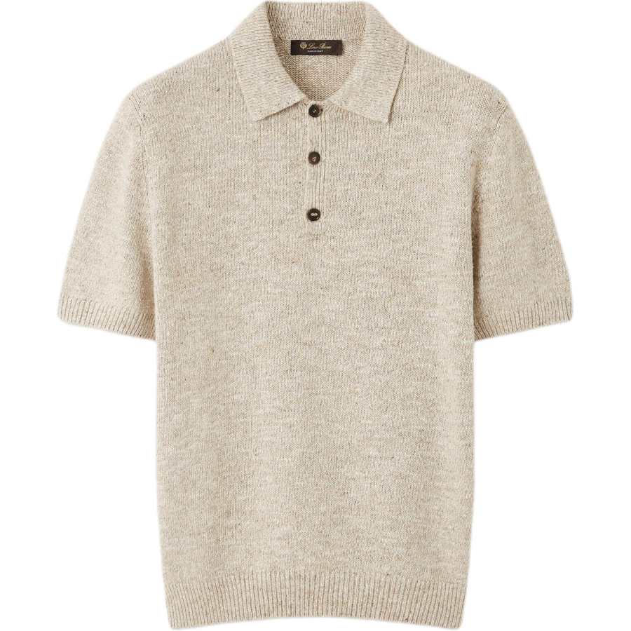 Loro Piana Knitwear Men's Linen Gray Polo Collar Moderate Straight Fit