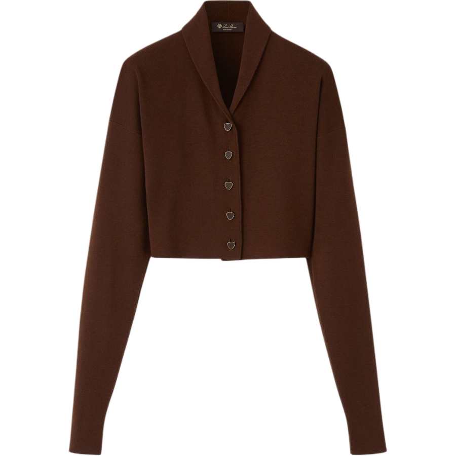 Loro Piana Cashmere Sweaters Women's Brown Lapel Moderate Straight Fit