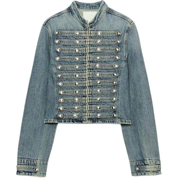 ZARA Trf Denim Jackets Women's Indigo Crew Neck Moderate