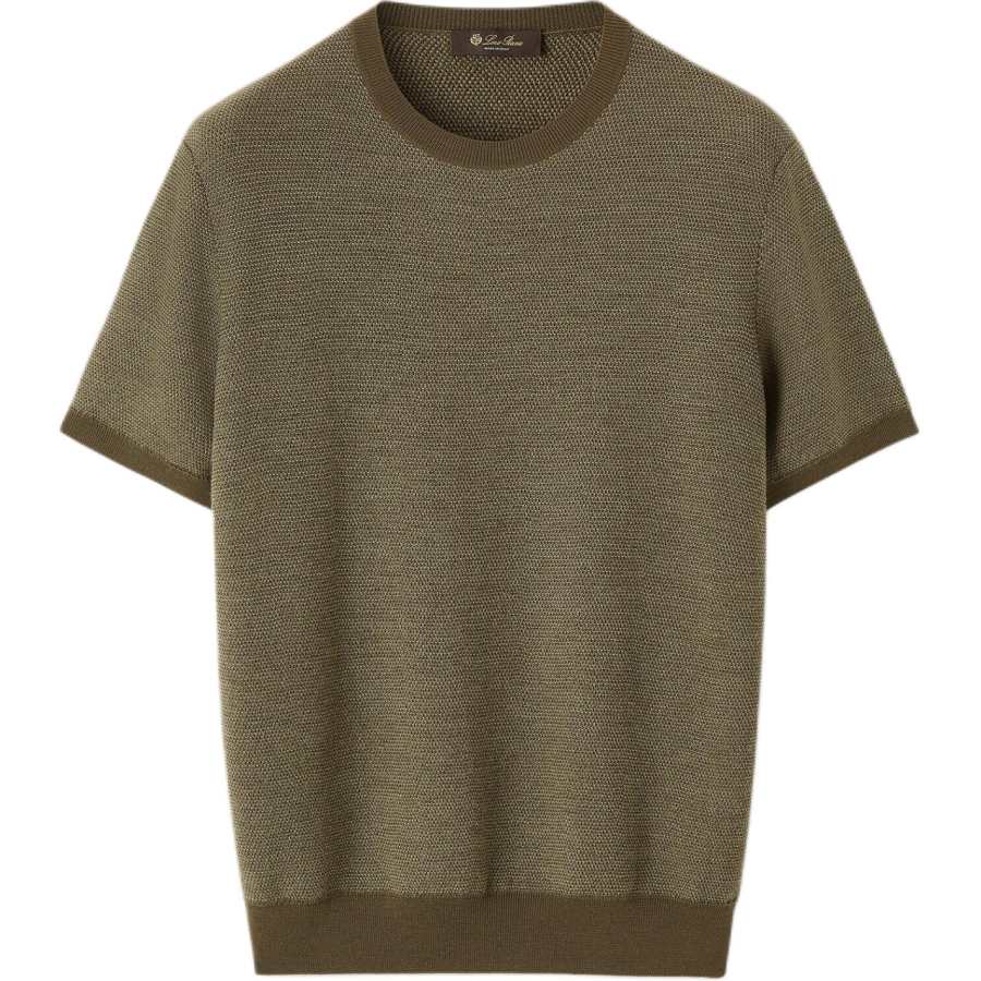 Loro Piana Sweaters Men's Green Crew Neck Moderate Straight Fit