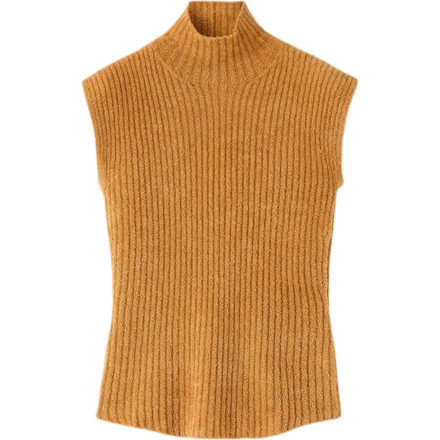 Loro Piana Tank Tops Women's Soft Mocha Camel Turtleneck Moderate Nipped In Waist