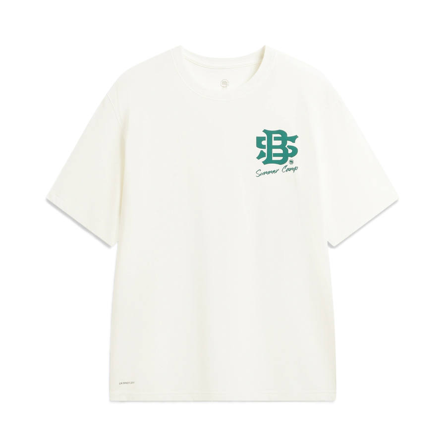 Li-Ning Li Ning T Shirts Men's Ivory Crew Neck Moderate