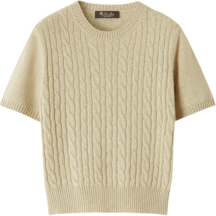 Loro Piana Cashmere Sweaters Women's Light Gray Green Crew Neck Moderate Straight Fit