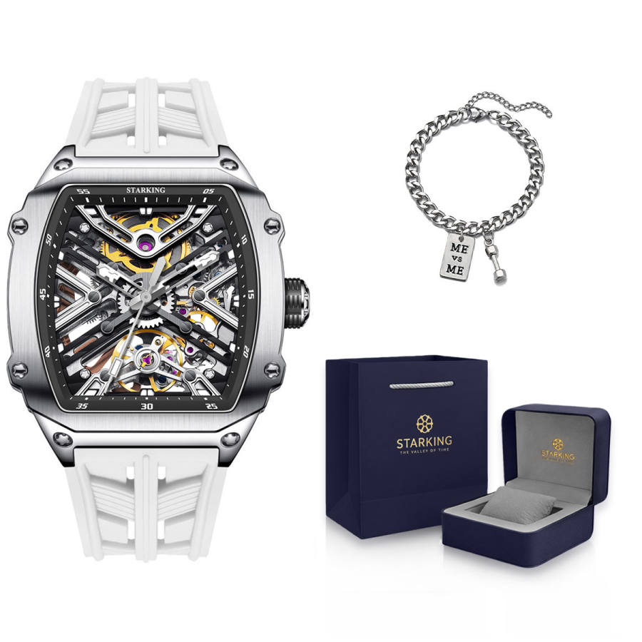 STARKING STARKING Steel Core Collection Mechanical Movement Silicone Strap Watch Men's Watches Black Dial