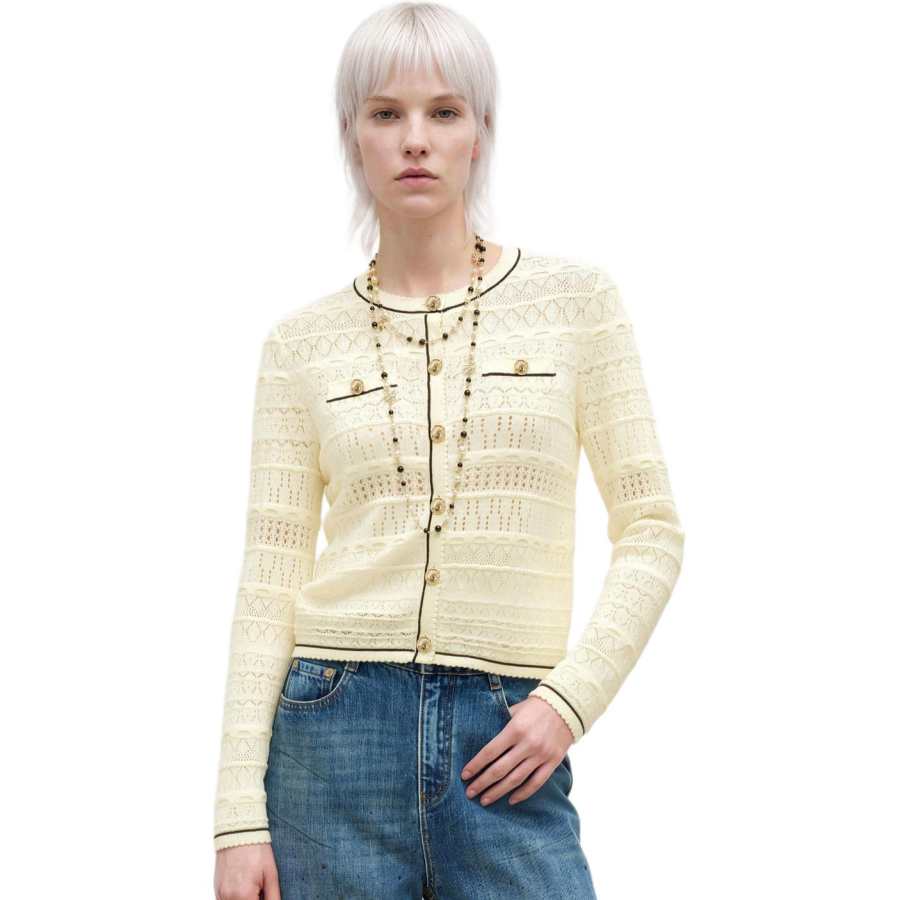 KARL LAGERFELD / Karl Lagerfeld Jeans Knitwear Women's Ecru Crew Neck Moderate