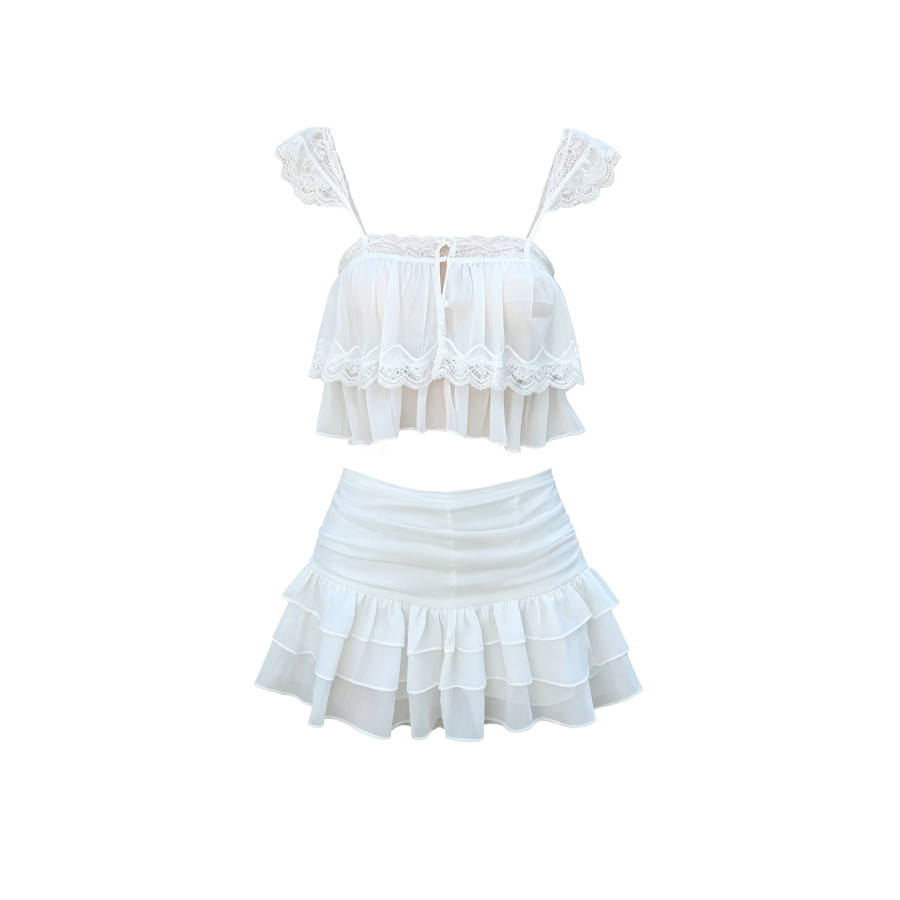 TUSHIFEI Two Piece Skirt Sets Women's Camisole Thin Short Skirt