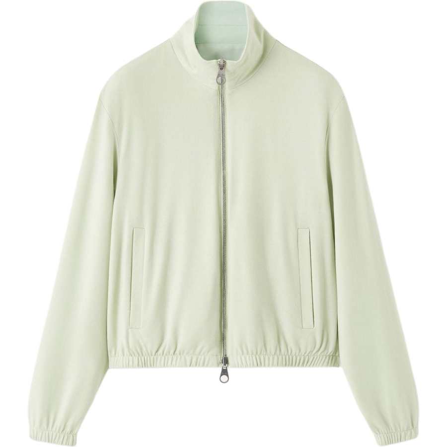 Loro Piana Jackets Women's Light Mint Green Stand Collar Moderate Straight Fit