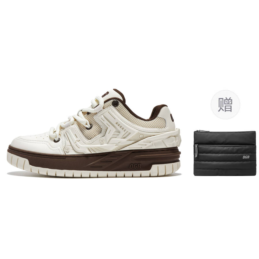 OGR GAMER SPACE 1.0 Collection Stylish Skateboarding Shoes Unisex Beige Brown