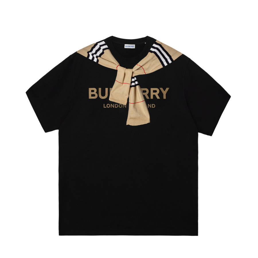 Burberry T Shirts Men's Black Crew Neck Moderate