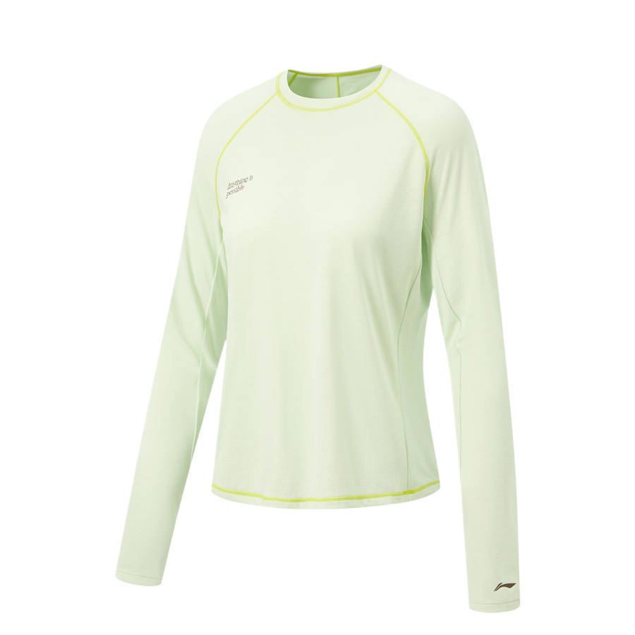 Li-Ning Li Ning Fitness Series Quick Dry T Shirts Women's Light Emerald Green Crew Neck Moderate Straight Fit