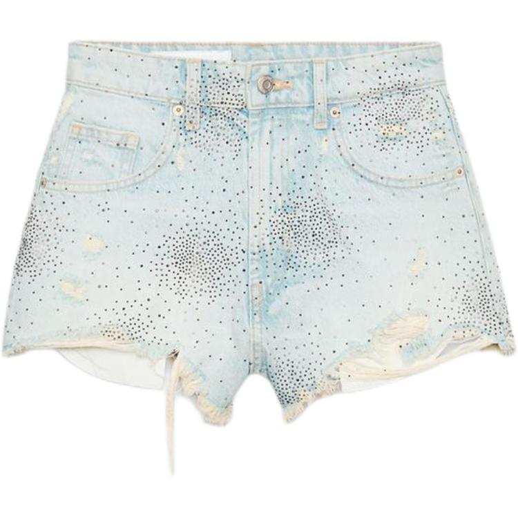 ZARA Denim Shorts Women's Light Blue Moderate