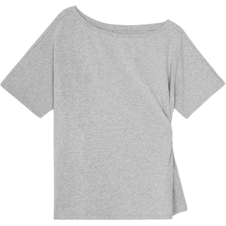 New Balance New Balance T Shirts Women's NBNEG3W142 Heather Gray Crew Neck Moderate Straight Fit
