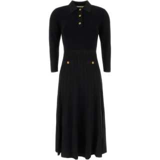 MICHAEL KORS Long Sleeved Dresses Women's Black Polo Collar Moderate Midi Skirt