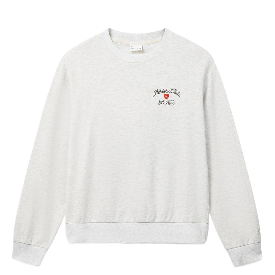 Li-Ning Li Ning DNA Sweatshirts Women's Heather Gray Lime Stone Gray Crew Neck Moderate