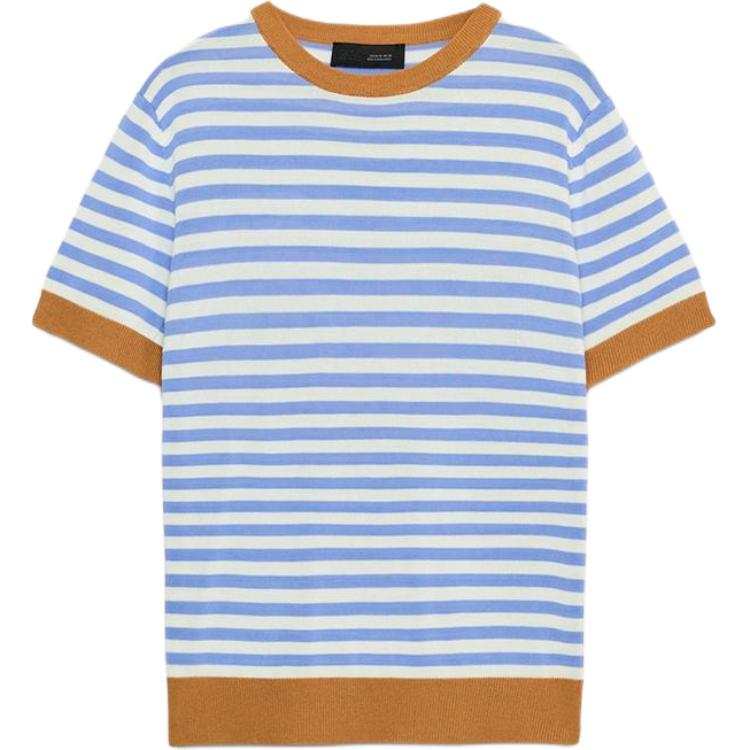 ZARA Knitwear Women's Blue/White Crew Neck Moderate