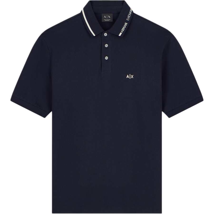 ARMANI EXCHANGE Polo Shirts Men's Black Polo Collar Moderate Straight Fit