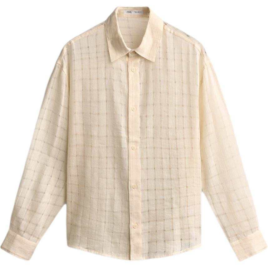 ZARA Shirts Men's White Lapel Moderate Straight Fit