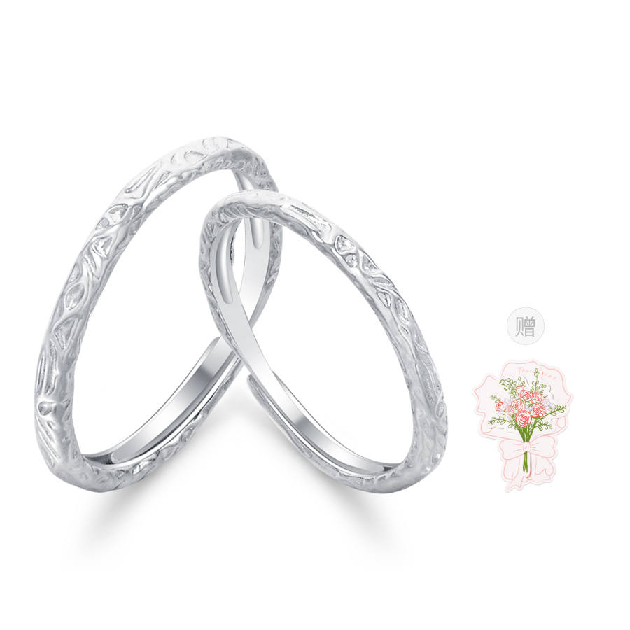 Lao Feng Xiang 925 Sterling Silver Sterling Silver Ring Pair Unisex