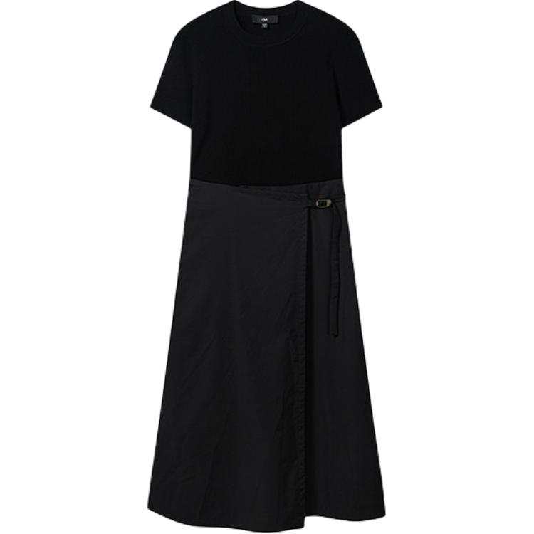 FILA Short Sleeved Dresses Women's Jet Black BK Crew Neck Moderate Short Skirt