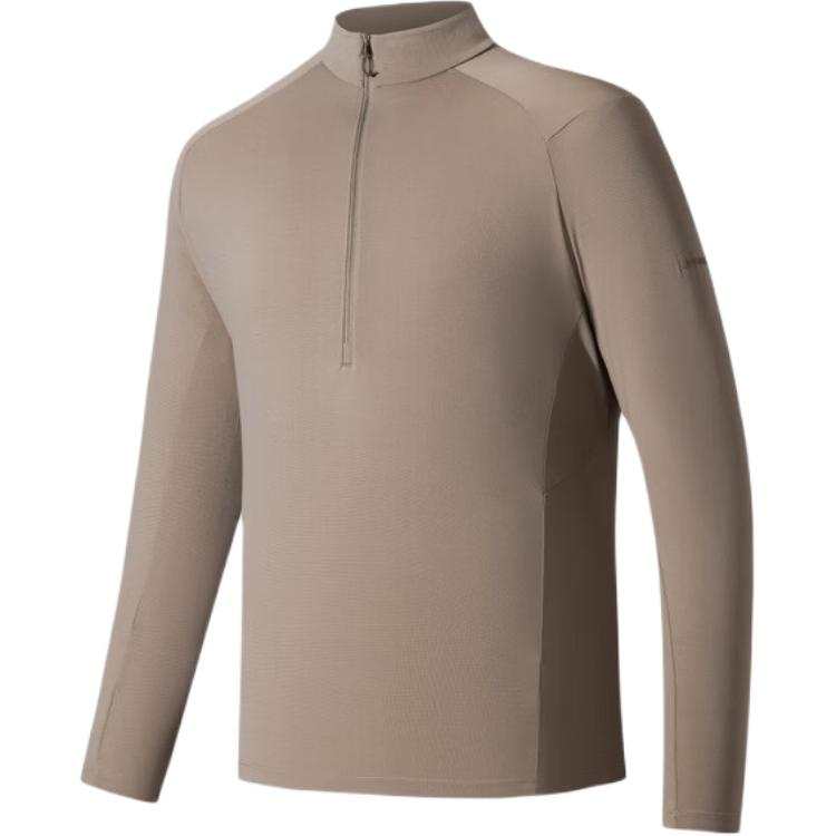 ANTA T Shirts Men's Jian Beige Stand Collar Moderate Straight Fit