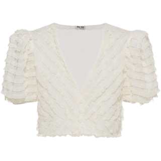 MIU MIU Shirts Women's White V Neck Moderate