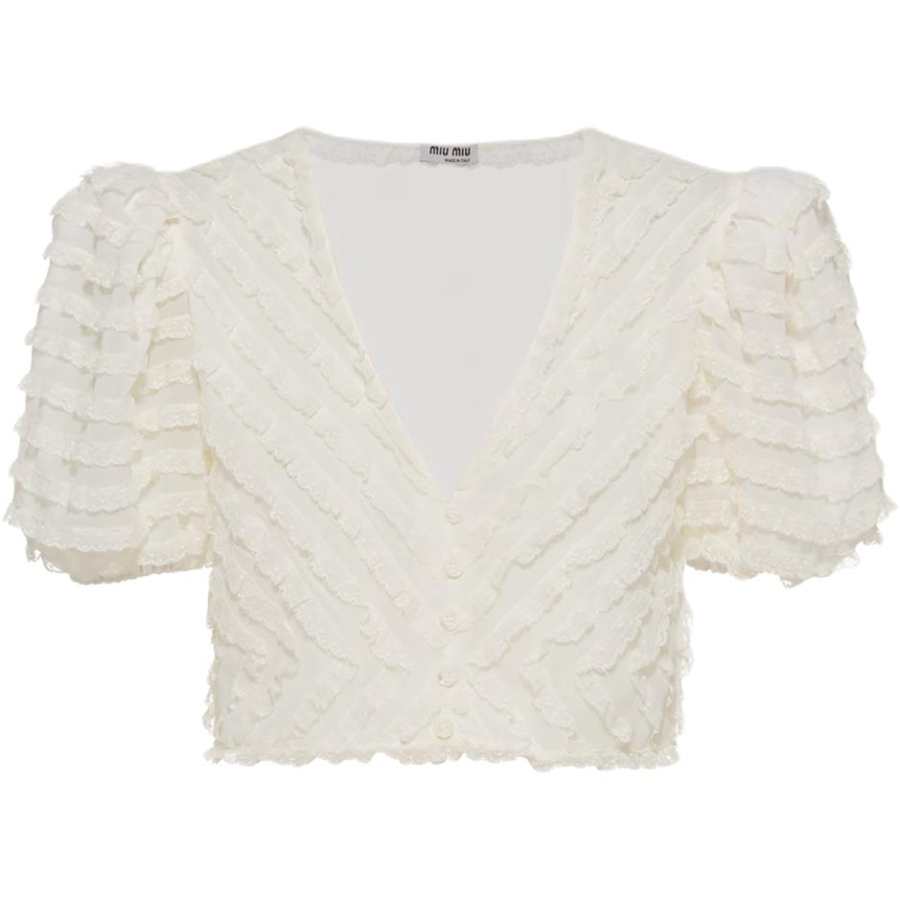 MIU MIU Shirts Women's White V Neck Moderate