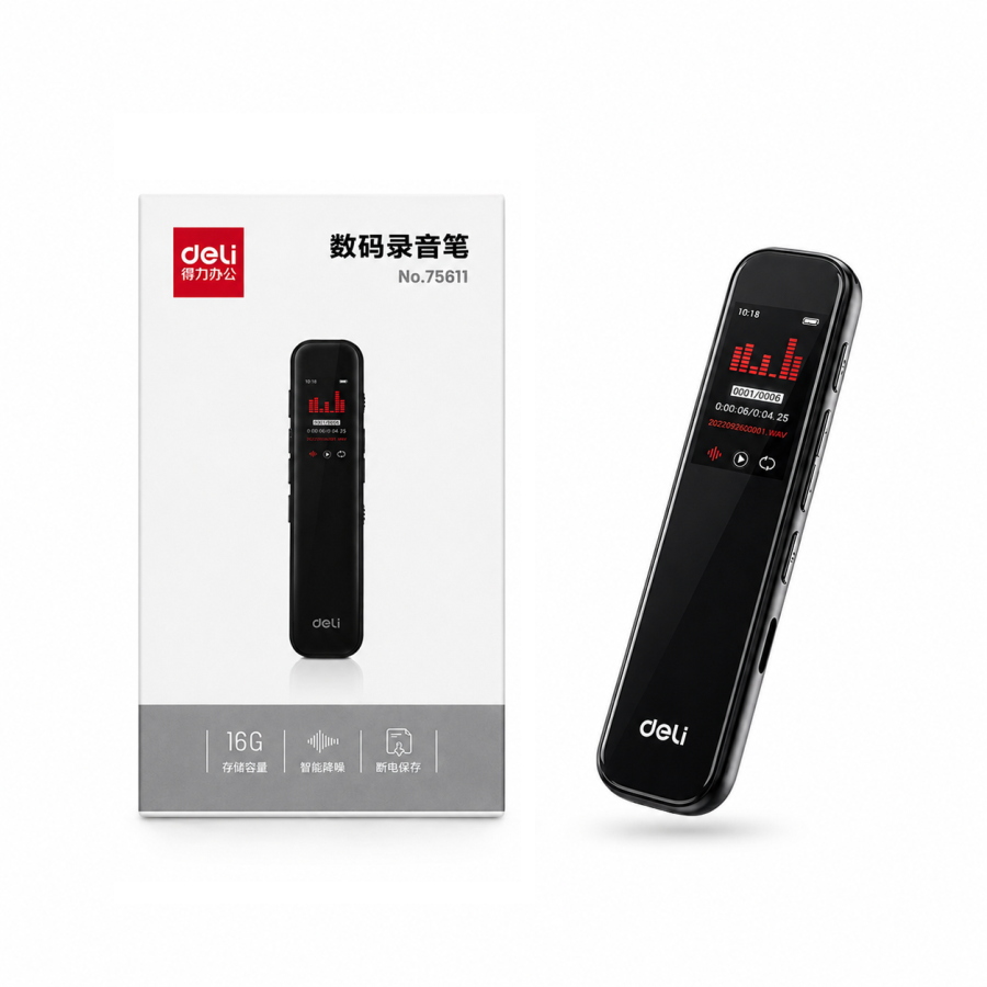 Deli 75611 Voice Recorder Smart Noise Cancellation Students' Conference Portable Recording