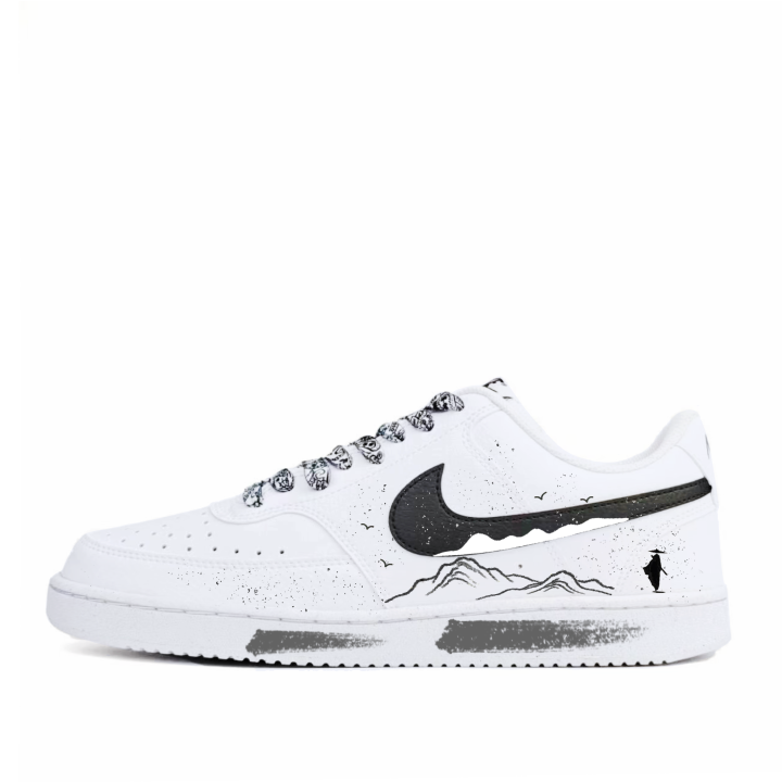 Nike Nike Court Vision 1 Skateboard Shoes Unisex Low Top White Black Multicolor