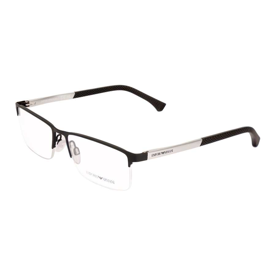 EMPORIO ARMANI Square Prescription Glasses Men's Silver Black