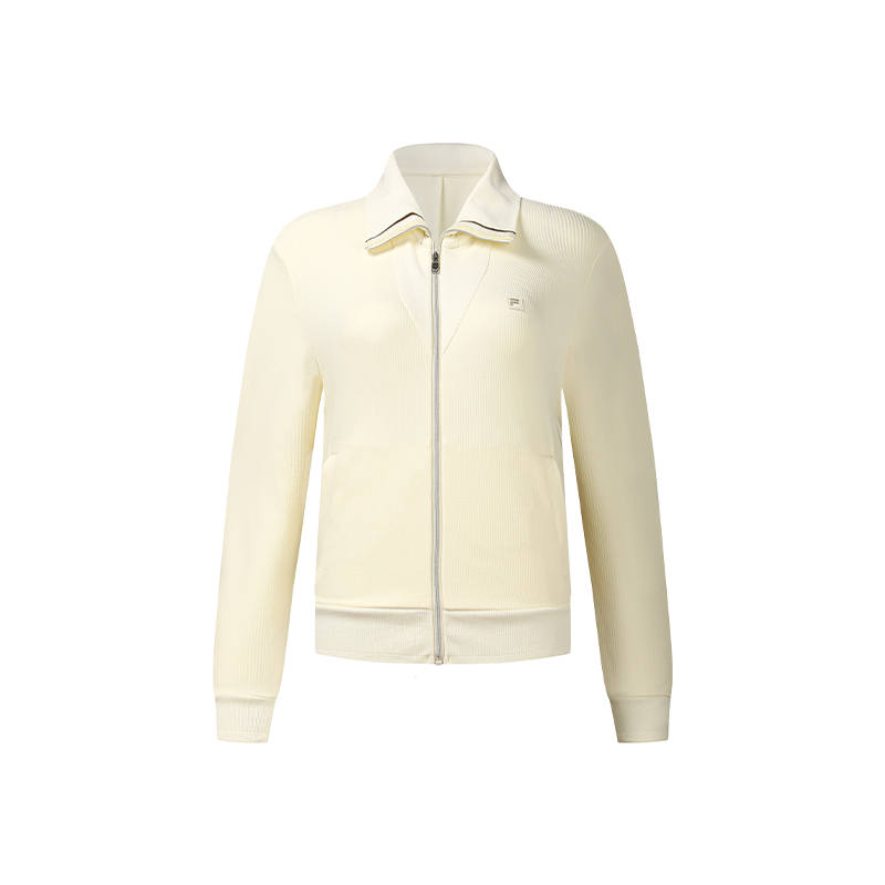 FILA Golf Jackets Women's Fine Powder White Lapel Moderate Straight Fit