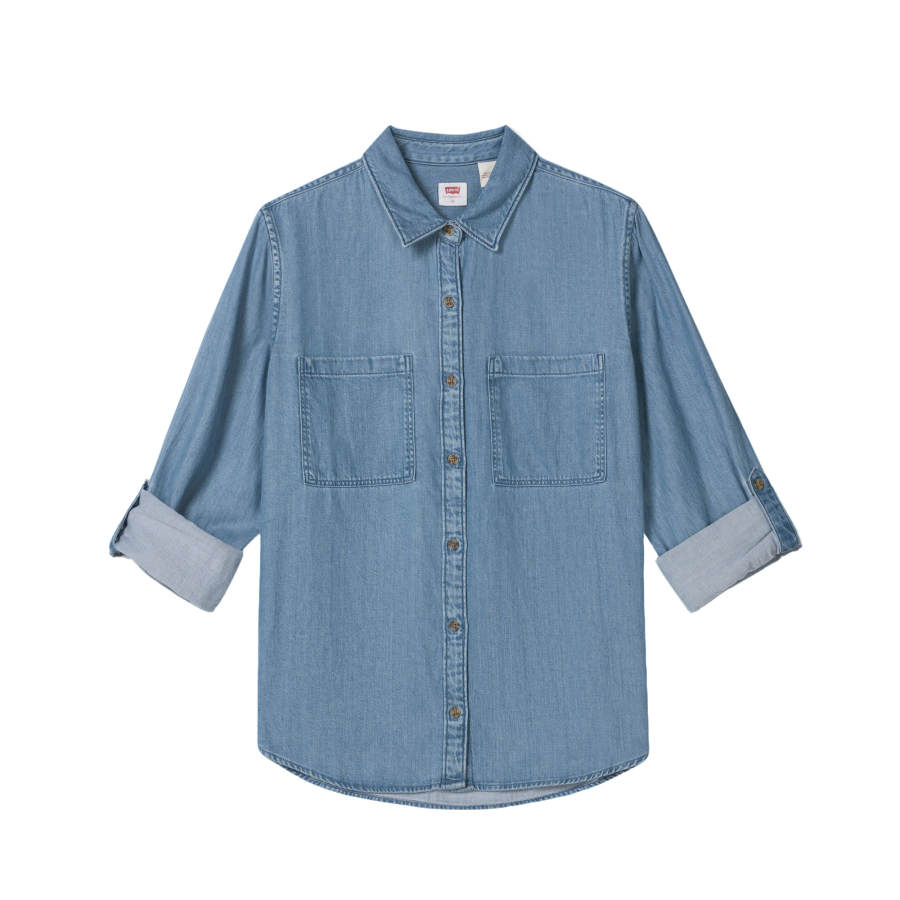 Levis Levis Shirts Women's Light Blue Lapel Moderate Straight Fit