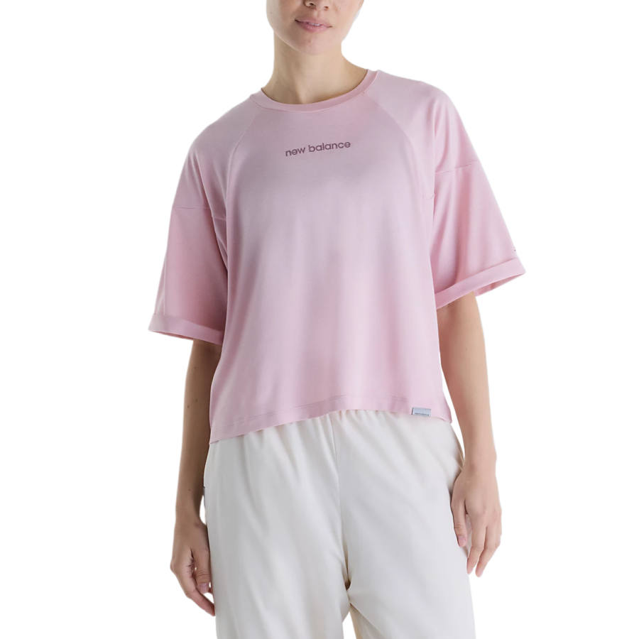 New Balance New Balance Quick Dry T Shirts Women's Pink Crew Neck Moderate