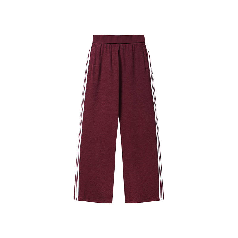 FILA Heritage Casual Pants Women's Burgundy Sauce Moderate Straight Fit Pants